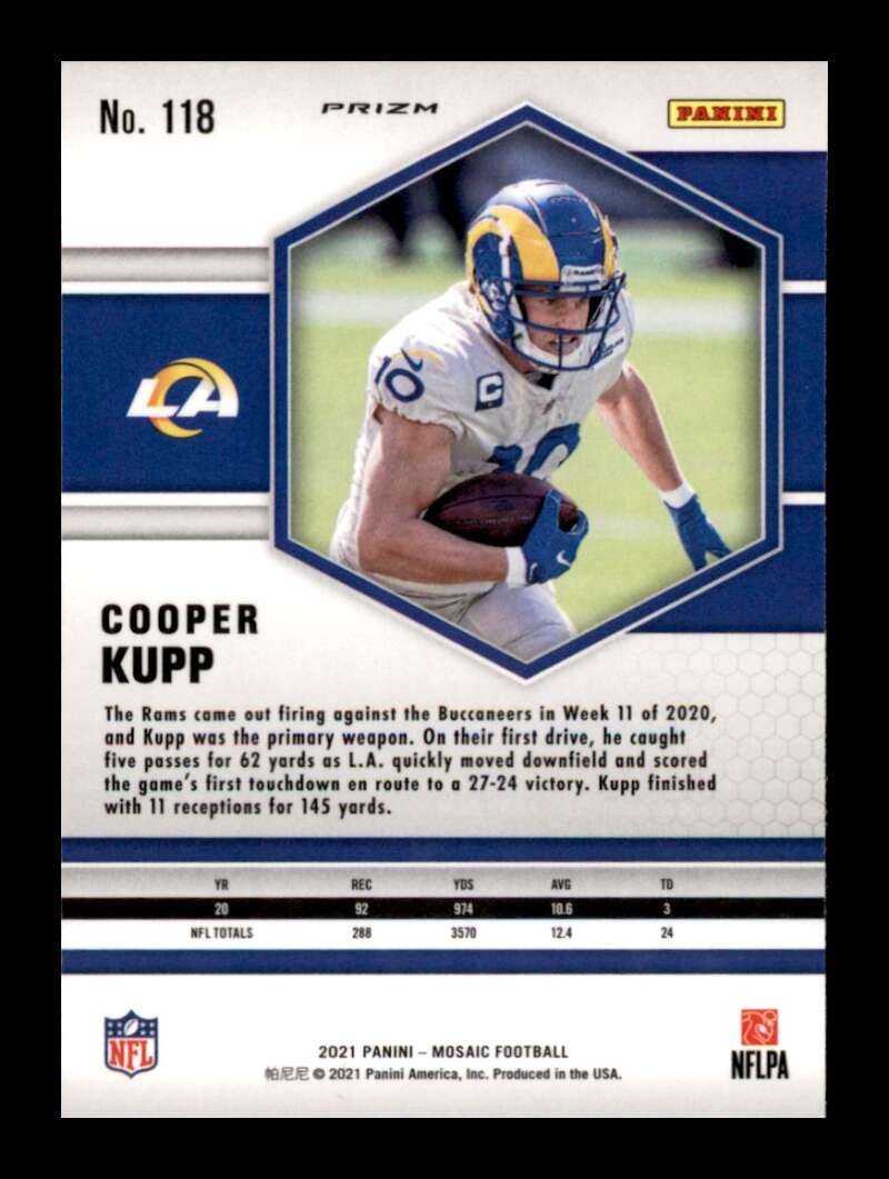 Load image into Gallery viewer, 2021 Panini Mosaic Green Mosaic Prizm Cooper Kupp #118 Los Angeles Rams Image 2
