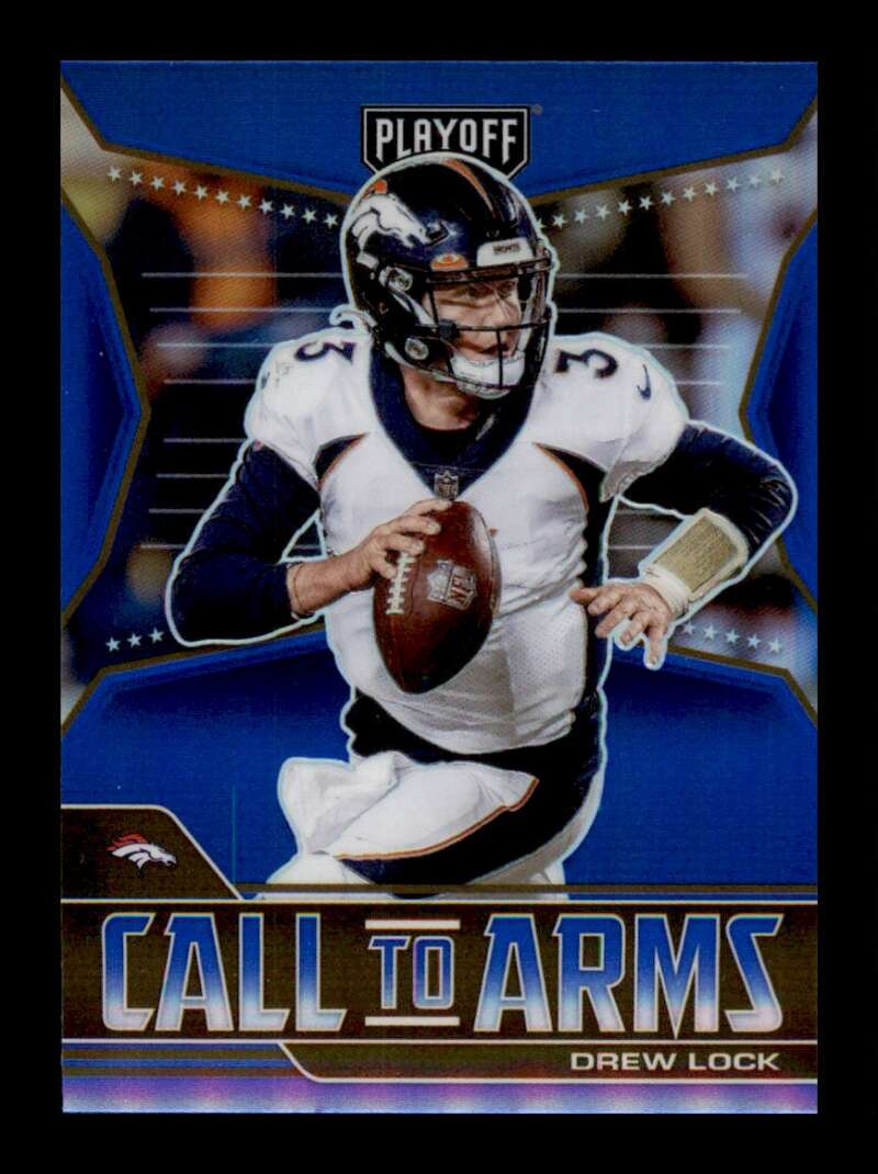 Load image into Gallery viewer, 2021 Panini Playoff Call to Arms Blue Prizm Drew Lock #CA-DLO Denver Broncos Image 1
