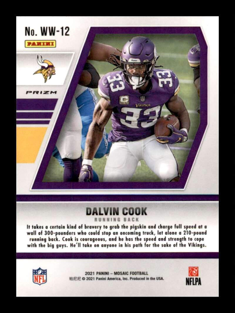 Load image into Gallery viewer, 2021 Panini Mosaic Will To Win Green Mosaic Prizm Dalvin Cook #WW-12 Vikings Image 2
