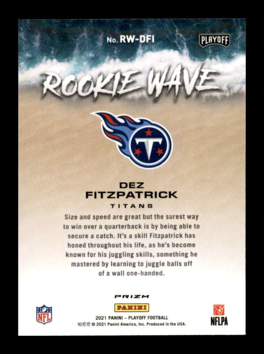 2021 Panini Playoff Rookie Wave Blue Prizm Dez Fitzpatrick