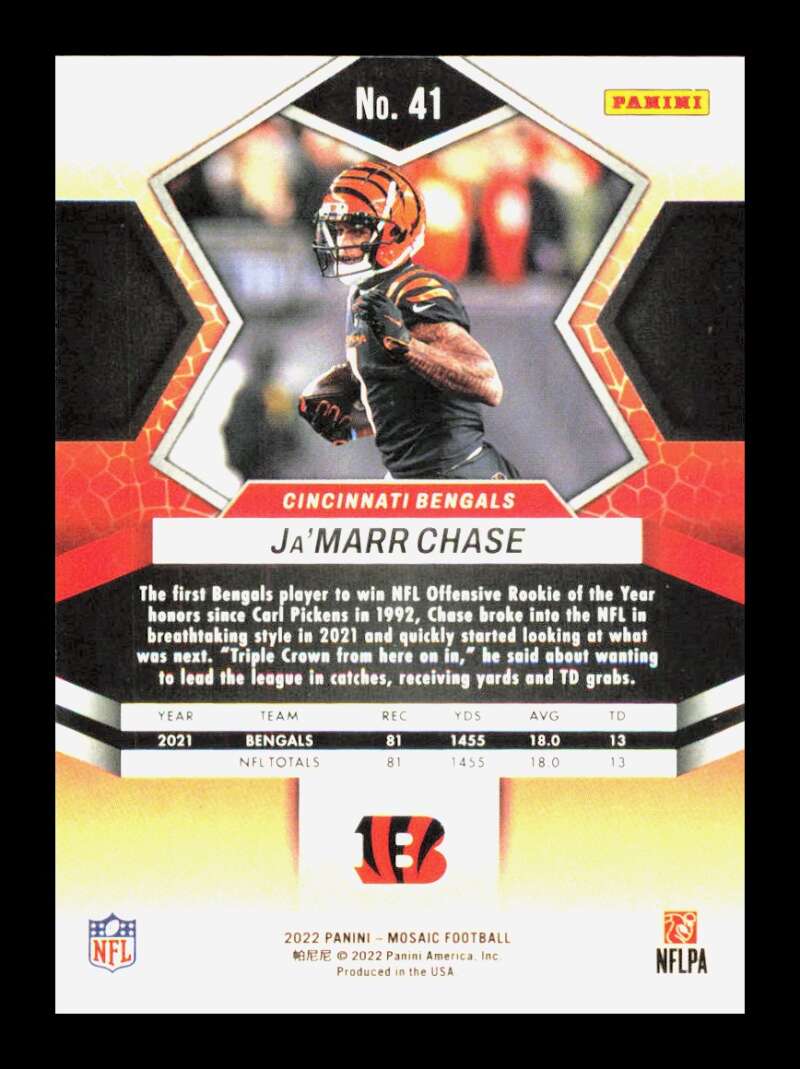 Load image into Gallery viewer, 2022 Panini Mosaic Ja&#39;Marr Chase #41 Cincinnati Bengals Image 2
