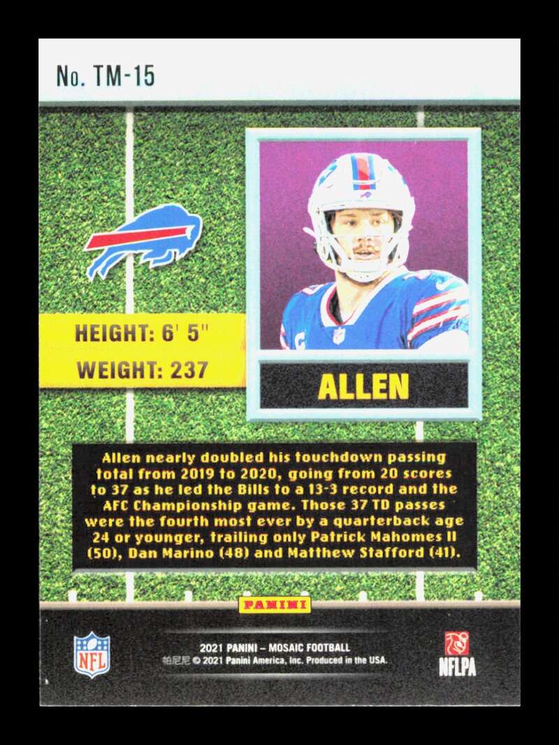 Load image into Gallery viewer, 2021 Panini Mosaic Touchdown Masters Josh Allen #TM-15 Buffalo Bills Image 2
