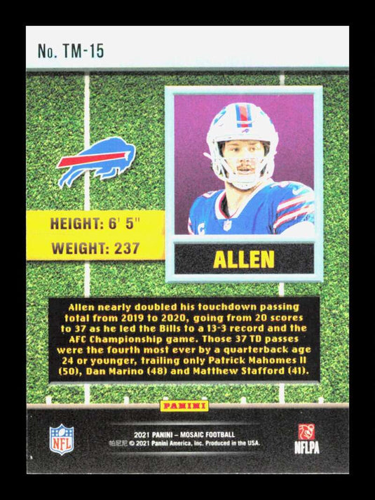 2021 Panini Mosaic Touchdown Masters Josh Allen