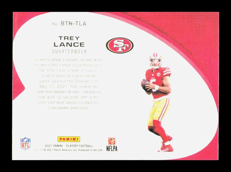 Load image into Gallery viewer, 2021 Panini Playoff Behind The Numbers Trey Lance #BTN-TLA Rookie RC 49ers Image 2
