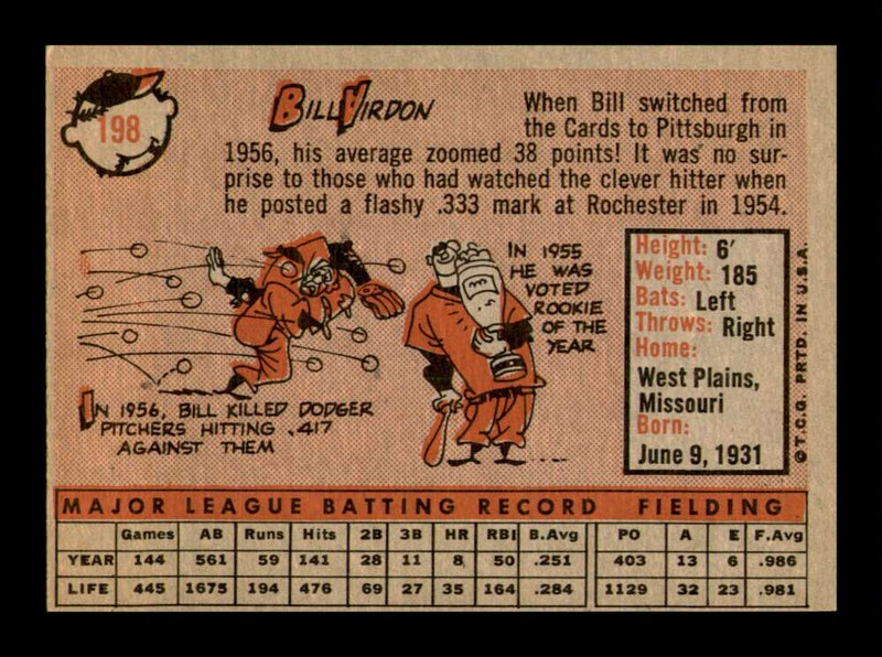 Load image into Gallery viewer, 1958 Topps Bill Virdon #198 Set Break Pittsburgh Pirates Image 2
