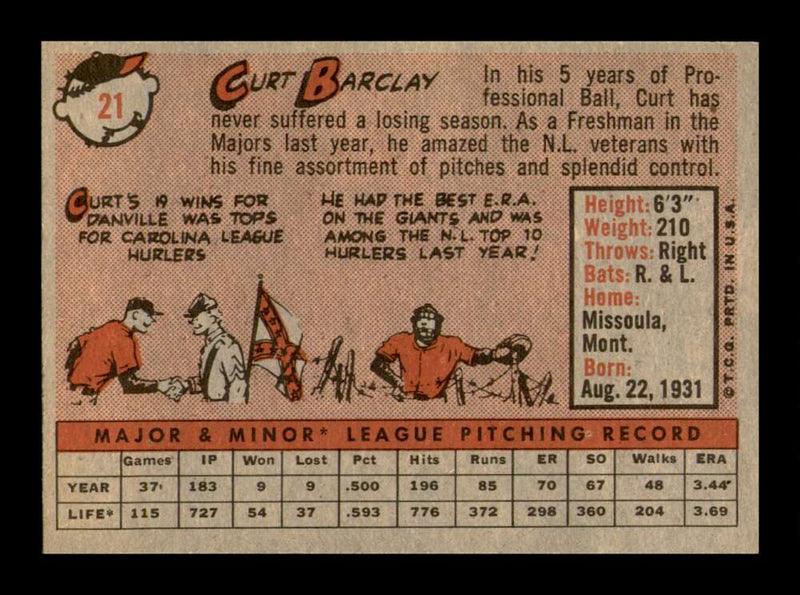 Load image into Gallery viewer, 1958 Topps Curt Barclay #21 Set Break San Francisco Giants Image 2
