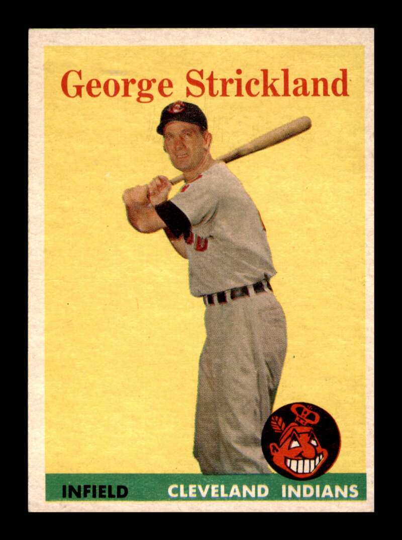 Load image into Gallery viewer, 1958 Topps George Strickland #102 Set Break Surface Bubble Cleveland Indians Image 1
