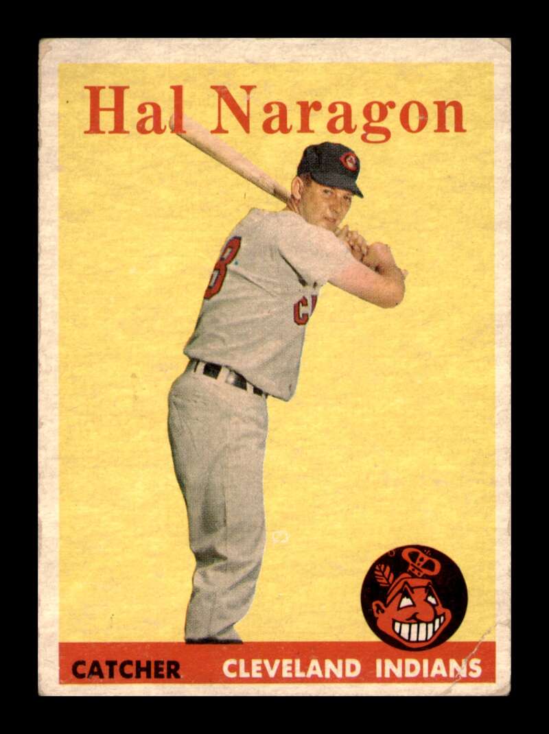 Load image into Gallery viewer, 1958 Topps Hal Naragon #22 Set Break Corner Crease Cleveland Indians Image 1
