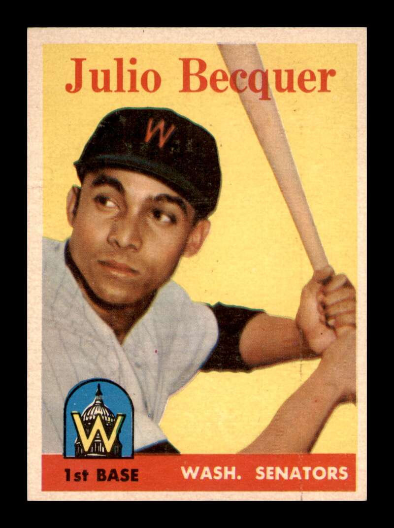 Load image into Gallery viewer, 1958 Topps Julio Becquer #458 Rookie RC Set Break Washington Senators Image 1
