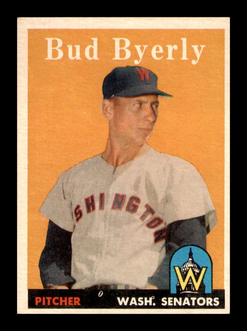 Load image into Gallery viewer, 1958 Topps Bud Byerly #72 Set Break Washington Senators Image 1
