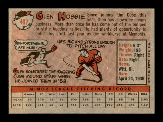 1958 Topps Glen Hobbie