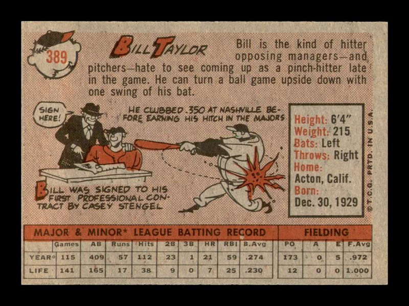 Load image into Gallery viewer, 1958 Topps Bill Taylor #389 Set Break Detroit Tigers Image 2
