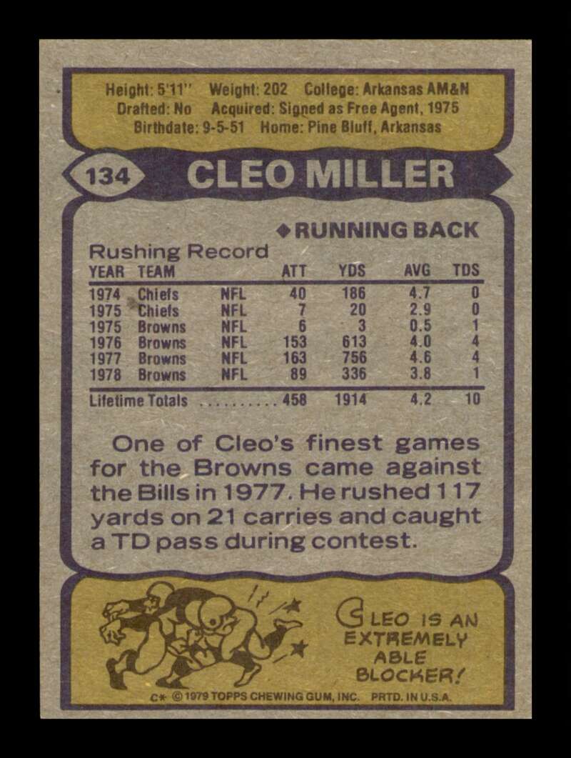 Load image into Gallery viewer, 1979 Topps Cleo Miller #134 Cleveland Browns Image 2
