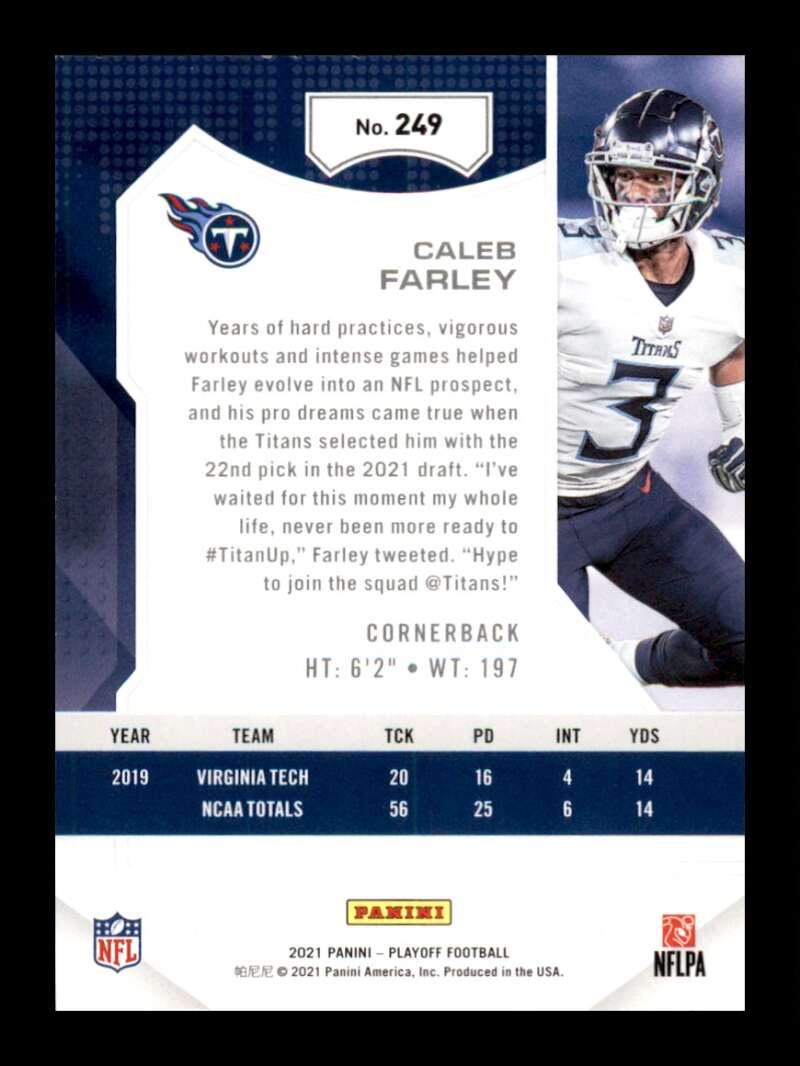 Load image into Gallery viewer, 2021 Panini Playoff Caleb Farley #249 Rookie RC Tennessee Titans Image 2
