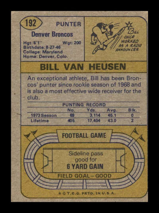 1974 Topps Bill Van Heusen