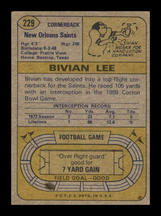 1974 Topps Bivian Lee