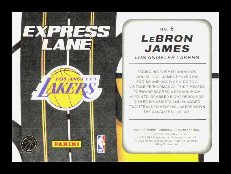 Load image into Gallery viewer, 2021-22 Donruss Optic Express Lane LeBron James #6 Los Angeles Lakers Image 2
