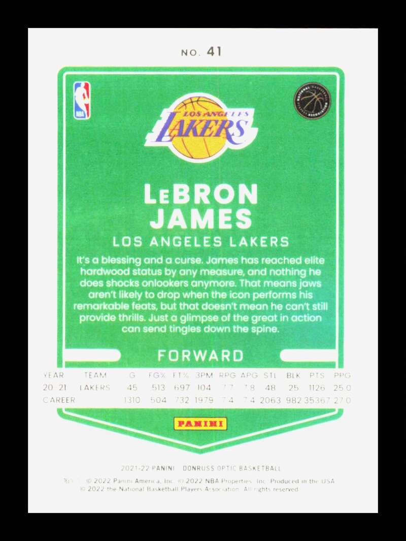 Load image into Gallery viewer, 2021-22 Donruss Optic LeBron James #41 Los Angeles Lakers Image 2

