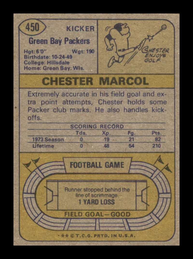 Load image into Gallery viewer, 1974 Topps Chester Marcol #450 Green Bay Packers Image 2
