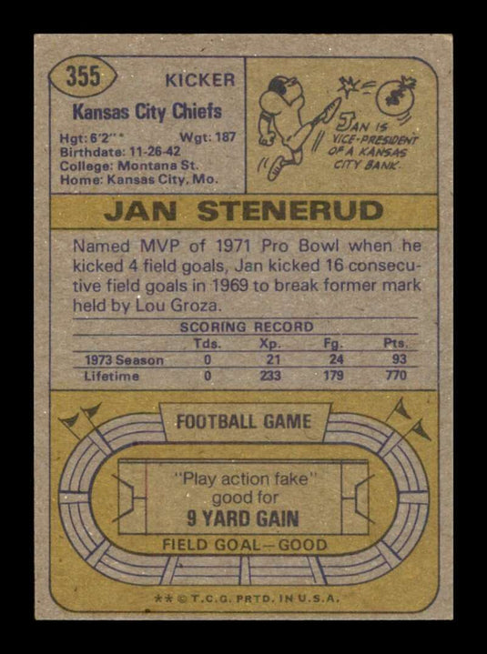 1974 Topps Jan Stenerud