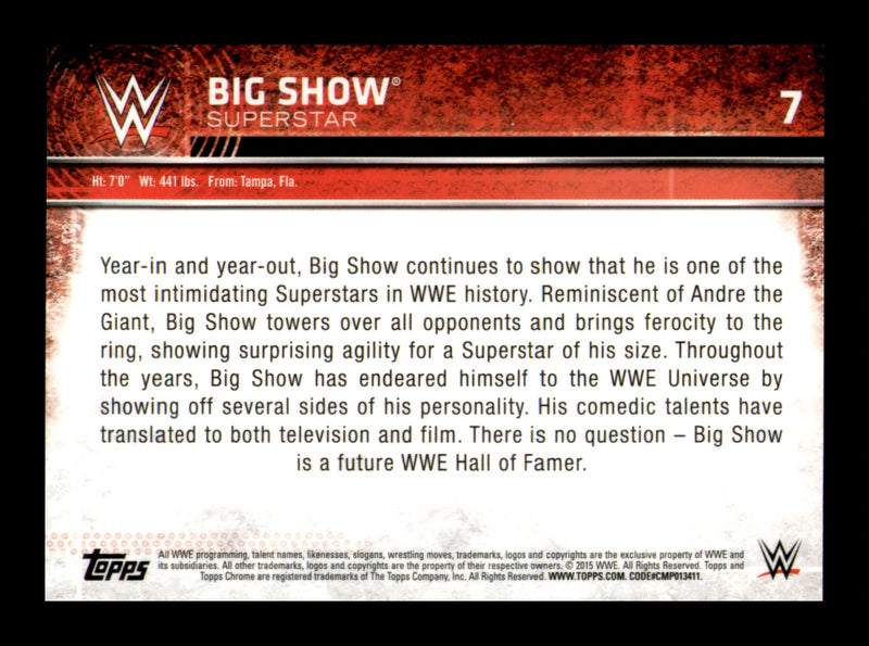 Load image into Gallery viewer, 2015 Topps Chrome WWE X-Fractor Big Show #7 Image 2
