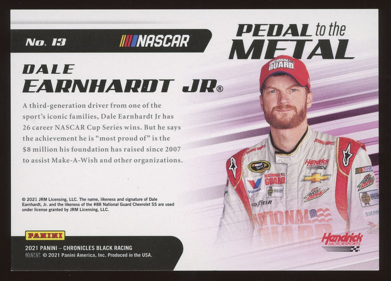 Load image into Gallery viewer, 2021 Panini Chronicles Black Pedal To The Metal Red Dale Earnhardt Jr #13 SP /99 Image 2
