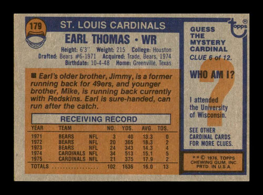 1976 Topps Earl Thomas 