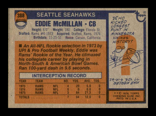 1976 Topps Eddie McMillan 