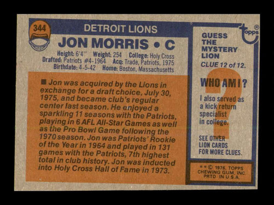 1976 Topps Jon Morris 