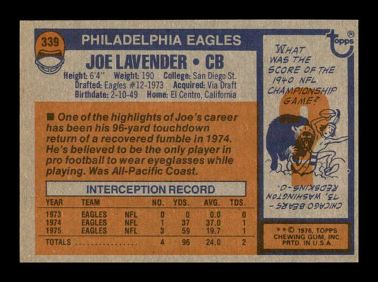 1976 Topps Joe Lavender 