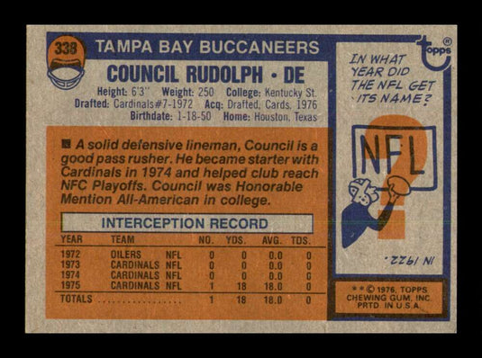 1976 Topps Council Rudolph 