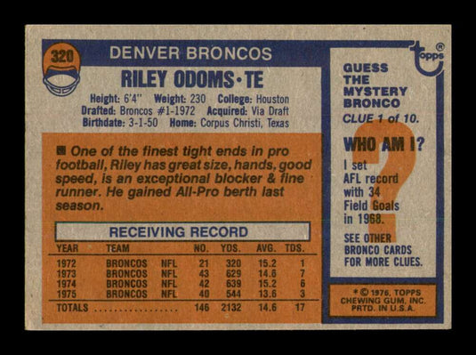 1976 Topps Riley Odoms 