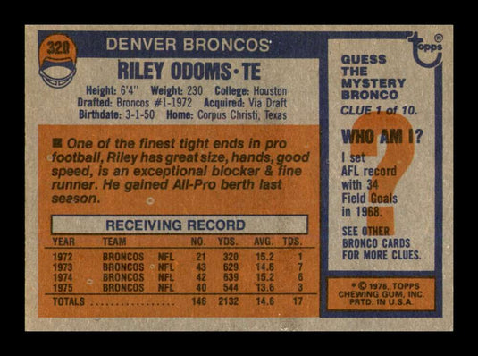 1976 Topps Riley Odoms