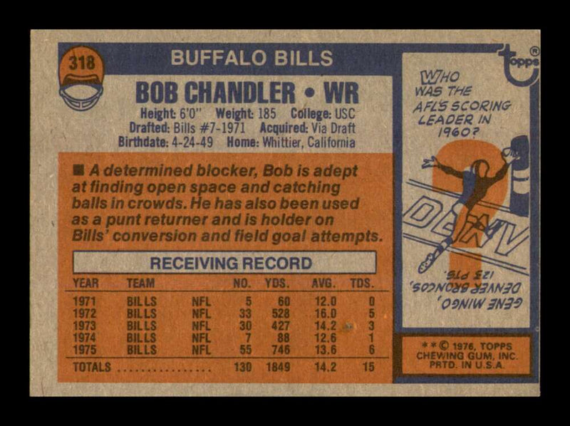 Load image into Gallery viewer, 1976 Topps Bob Chandler #318 Buffalo Bills Image 2
