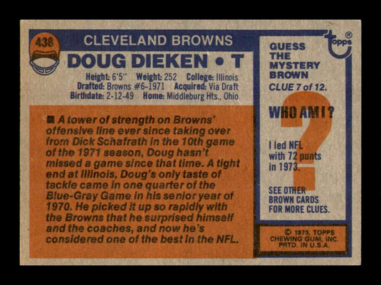 1976 Topps Doug Dieken 