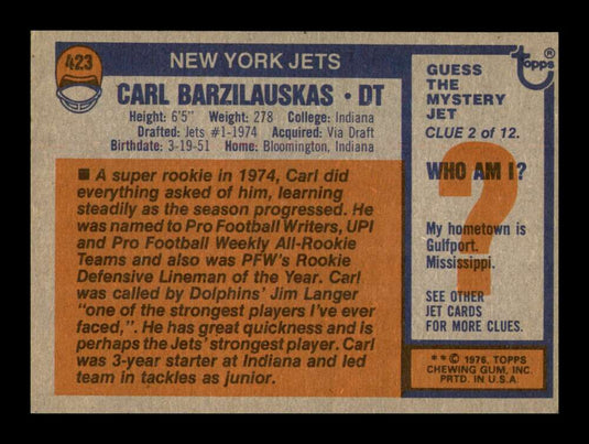 1976 Topps Carl Barzilauskas