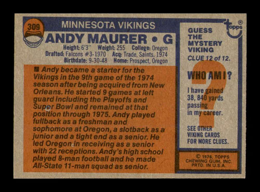 1976 Topps Andy Maurer 