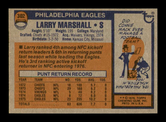 1976 Topps Larry Marshall