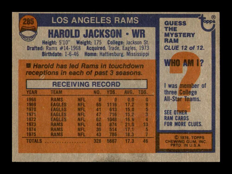 Load image into Gallery viewer, 1976 Topps Harold Jackson #285 Los Angeles Rams Image 2
