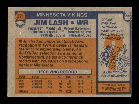 1976 Topps Jim Lash