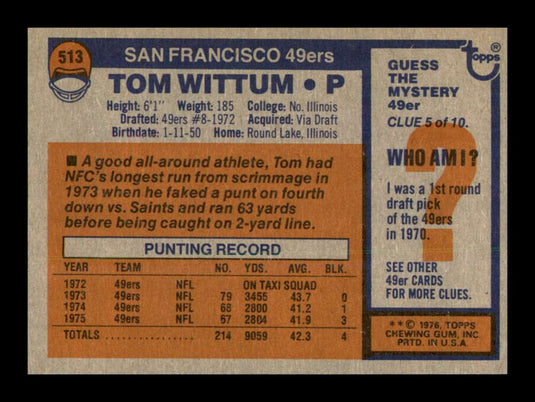 1976 Topps Tom Wittum