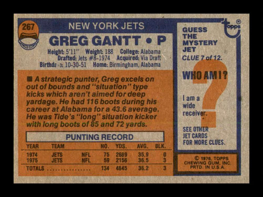 1976 Topps Greg Gantt