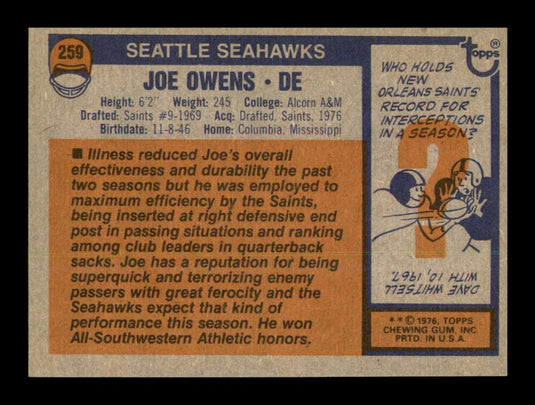 1976 Topps Joe Owens 