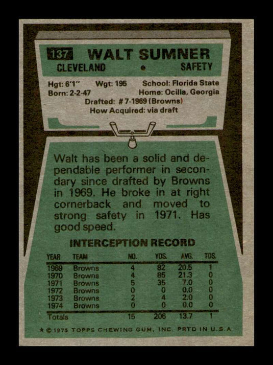 1975 Topps Walt Sumner 