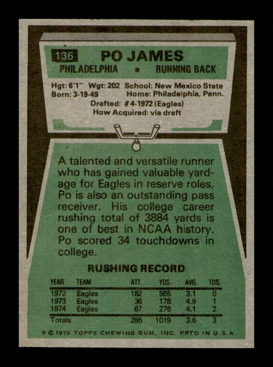 1975 Topps Po James 