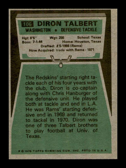 1975 Topps Diron Talbert 