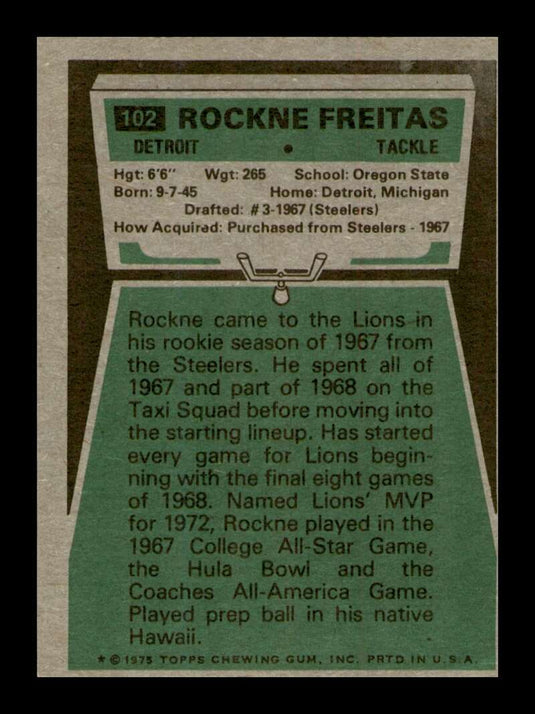 1975 Topps Rockne Freitas