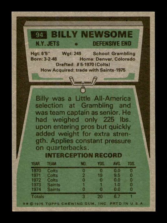 1975 Topps Billy Newsome