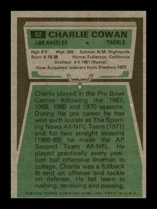 1975 Topps Charlie Cowan