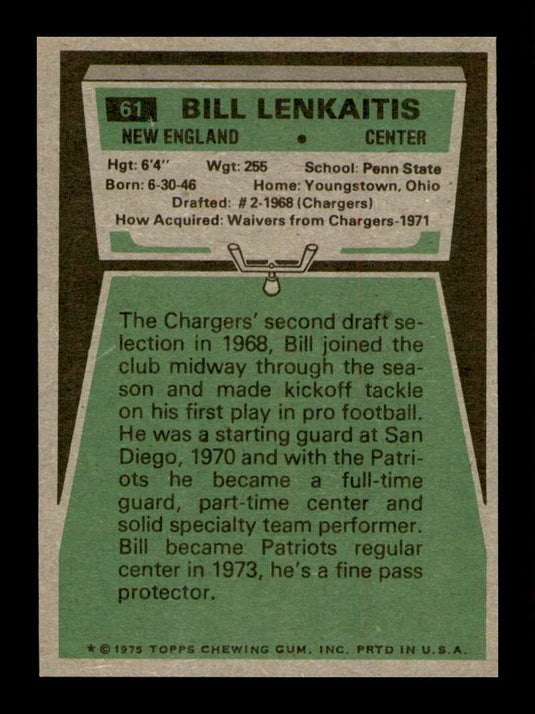 1975 Topps Bill Lenkaitis